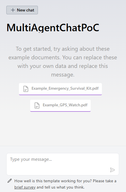 Screenshot of the running app